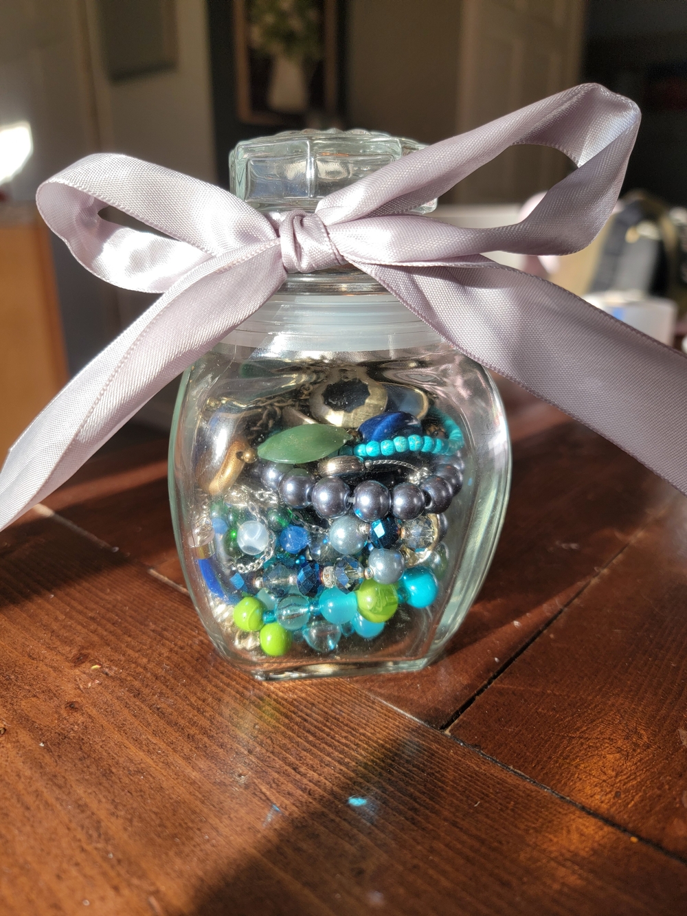 Vintage Mystery Jewelry Jar – Blue, Turquoise & Green Assortment